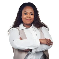 Portrait black woman and proud corporate employee in studio confident and smile on white background face woman